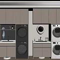 Modern Balcony Cabinet Design With Laundry Appliances Sink And Storage Solutions