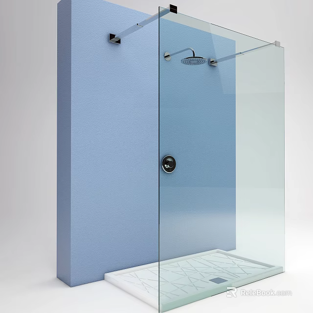 Modern Shower Sauna Design With Glass Enclosure Chrome Shower Head And Control Knob 3d model 