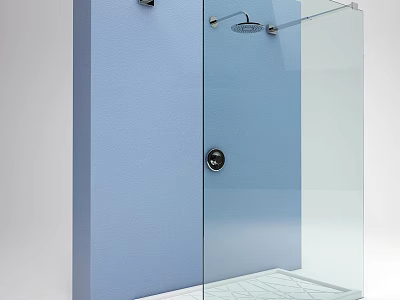 Modern Shower Sauna Design With Glass Enclosure Chrome Shower Head And Control Knob 3d model