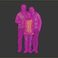 Family Portrait With Parents And Child In Yellow Sweater Standing Together
