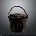Handwoven Natural Wicker Storage Basket With Curved Handle For Daily Household Use