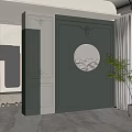Elegant Entryway Hallway Featuring Green And White Paneled Walls Circular Decorative Plate And Potted Plant
