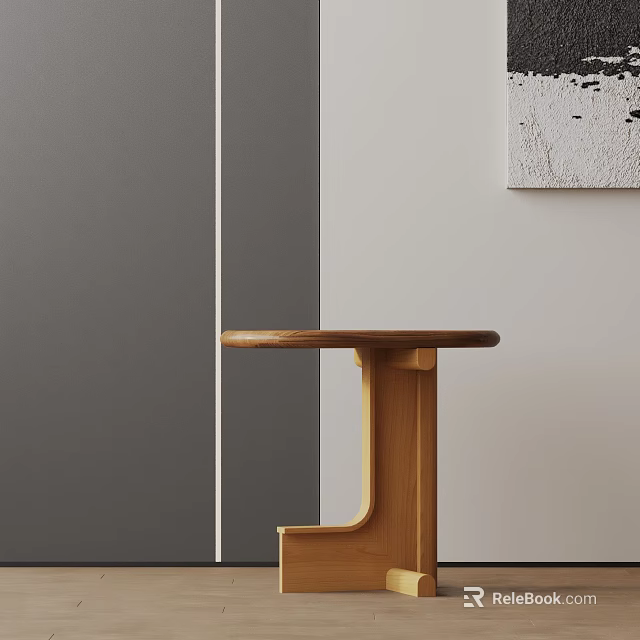 Modern Wooden Side Table With Round Top And Minimalist Design For Contemporary Interior Spaces 3d model 