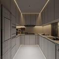 Modern Kitchen Interior Featuring Dark Wooden Cabinets And Stainless Steel Appliances
