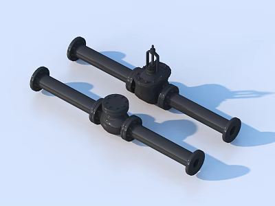 Black Household Plumbing Pipes With Valve And Connector Components For Home Use 3d model