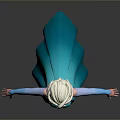 3D Animated Character With Blonde Hair Blue Dress And Outstretched Arms