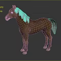 Brown Horse with Gray Mane Standing on Shiny Gray Background