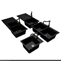 Black Kitchen Sinks With Gold Faucets Modern Design And Cover Worktops