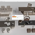 Desk and Chair Office Desk and Chair Computer Desk 3d model