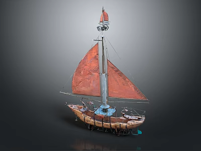 Industrial LOFT Sailing Cartoon Sailing Small Sailing Boat 3d model