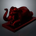 Red Reclining Elephant Sculpture On Square Base Decorative Art Piece 3d model