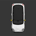 White Mini Cooper With Yellow Side Mirrors Black Roof And Black Wheels