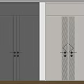 Modern Double Doors With Gray And Beige Vertical Stripe Design And Metal Handles
