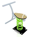 Building Blocks Constructed Green Spring Rocker with Brown Seat White Handrails and Black Base