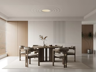 Quiet restaurant table and chair combination 3d model