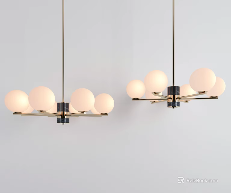 Elegant Modern Chandeliers With Spherical Bulbs And Metal Frame Design 3d model
