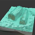 Snow Covered Logs Resting on Snowy Platform in Natural Winter Setting 3d model