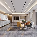 Modern Elegant Store Reception Desk Interior With Marble Counter And Stylish Chairs Table Lighting