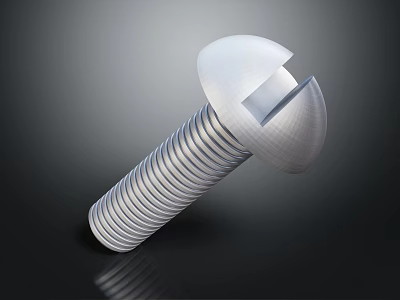 Metal Slotted Head Screw Threaded Cylindrical Shaft With Shiny Finish 3d model