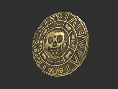 Golden Skull Sculpture Carving With Intricate Geometric Patterns And Circular Design 3d model