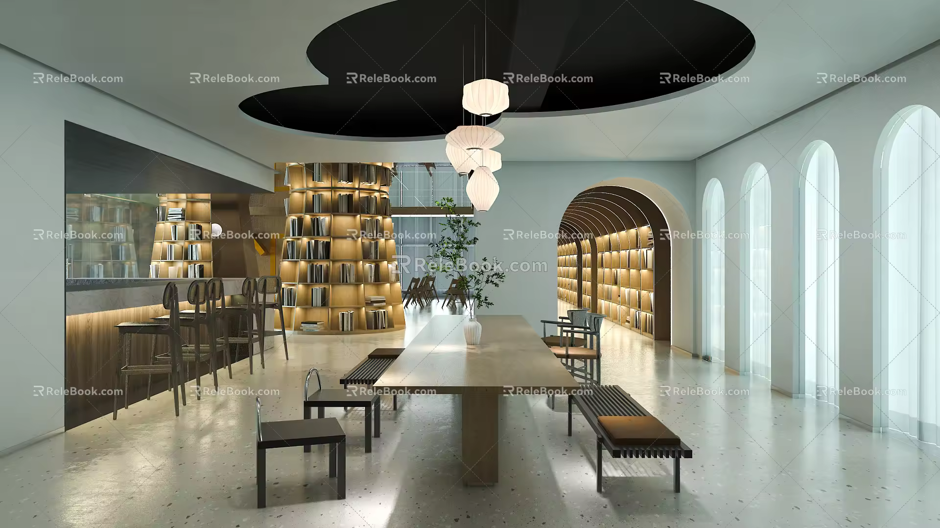 Modern Library Simple Library 3d model