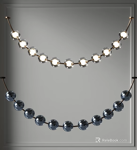 Modern Circular Pendant Light With Glass Balls And Warm White Lighting For Contemporary Home Interior 3d model 