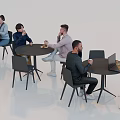 Multiple People Sitting Around Round Tables In Modern Indoor Space Working Chatting And Drinking