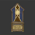 Ornate Wooden Chair With Tall Blue Gold Backrest And Decorative Seat Base