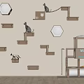 Wooden Cat Wall Furniture With Climbing Platforms Hexagonal Nests And Perches
