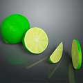 Fresh Vibrant Green Limes With Whole And Sliced Pieces On Dark Background