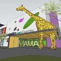 Modern School Building With White And Purple Facade Geometric Windows Open Plaza And Green Trees
