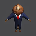Game and Movie Lion Character Wearing Blue Suit With Red Tie Standing