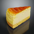 Creamy Cheesecake Slice With Caramelized Top And Crunchy Crust On Black Surface