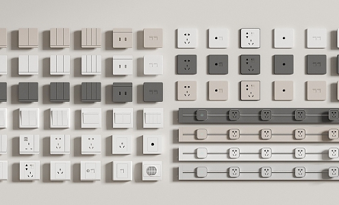 Modern switch socket combination rail socket 3d model