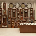 Traditional Watch Store Interior With Various Clocks And Display Counters 3d model