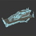 Ancient Ruin Model Design With Stone Steps Ruined Walls And Mossy Ground
