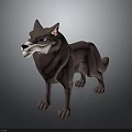 3D Cartoon Wolf Character With Brown Fur And Blue Eyes Standing Pose