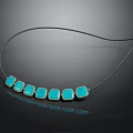 Modern Stylish Necklace With Black Chain And Blue Square Pendants Design