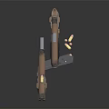Brown Tactical Pistols With Detailed Grip Magazine And Bullets On Black Surface
