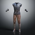 Medieval Leather Tunic With Belt Brown Pants Gauntlets And Boots Outfit