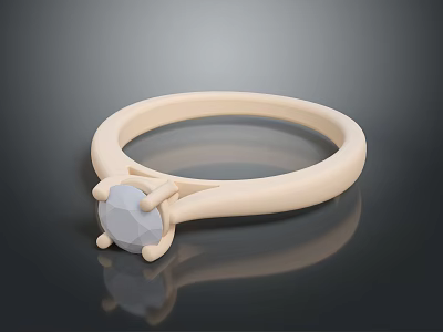 Elegant Ivory Fashion Ring With Simple Design And Light Colored Gemstone 3d model