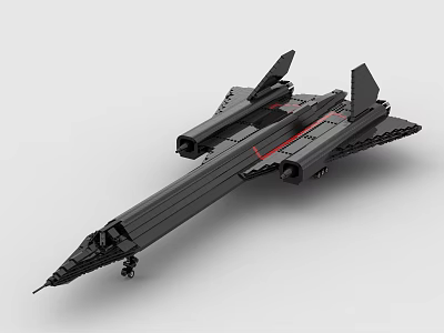 Black Fighter Jet Model With Sleek Design Twin Tails And Red Accents 3d model
