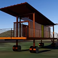 Modern Detached Villa With Metal Structure Glass Walls And Balcony On Wheels