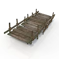Rustic Wooden Bridge Structure With Planks And Rope Bindings Design