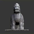 Ancient Style Stone Mythical Beast Sculpture With Carved Texture And Stone Base