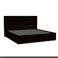 Dark Wood Double Bed With Intricate Carved Headboard And Sturdy Frame