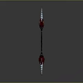Decorative Red Spear Weapon With Long Shaft And Flame Like Spearhead 3d model