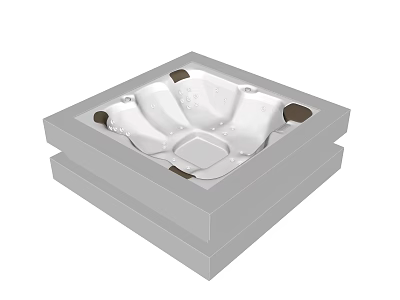 Square Bathtub With Built In Design Double Stepped Base And Hydrotherapy Massage Jets 3d model