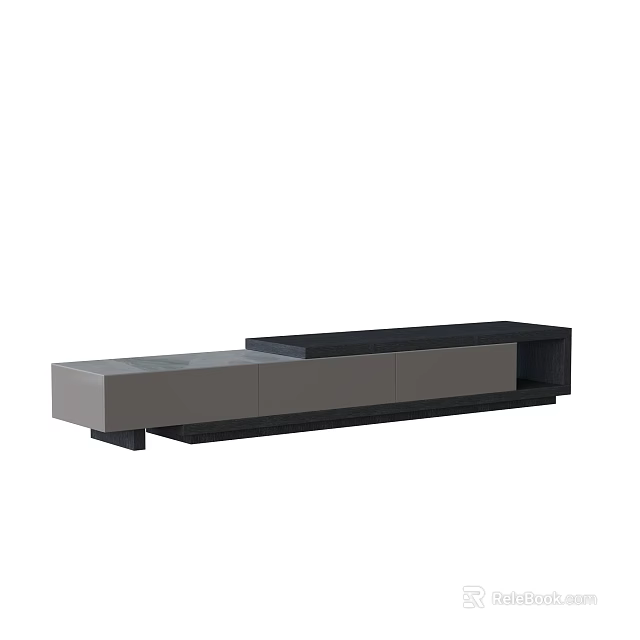Modern TV Stand With Sleek Gray And Black Design Storage Cabinets 3d model 