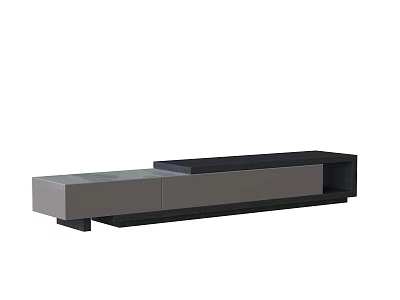 Modern TV Stand With Sleek Gray And Black Design Storage Cabinets 3d model
